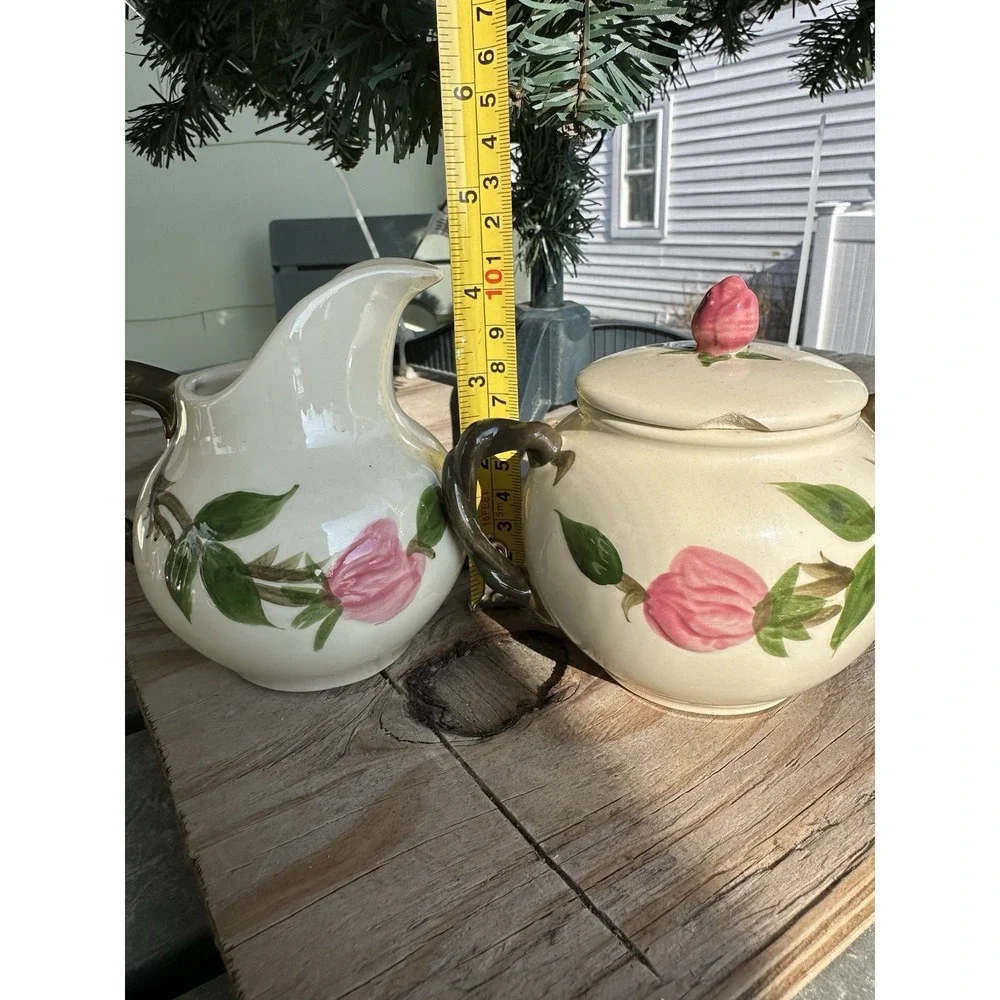 Franciscan Vintage Desert Rose Creamer and Sugar Bowl Set with Lid Flying F  **